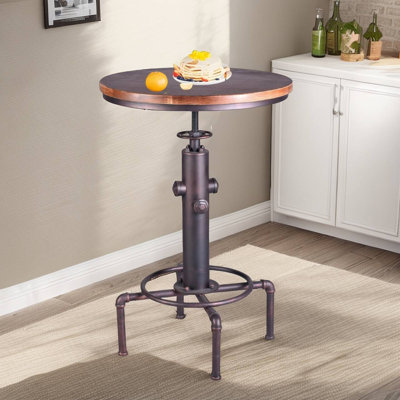 Anguel Pine Round Solid Wood Top Metal Base Dining Table