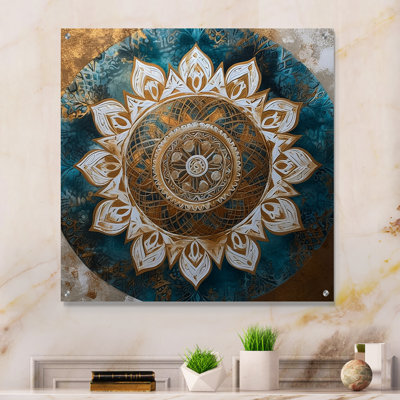 Art mural acrylique bleu sarcelle et mandala II pour le salon