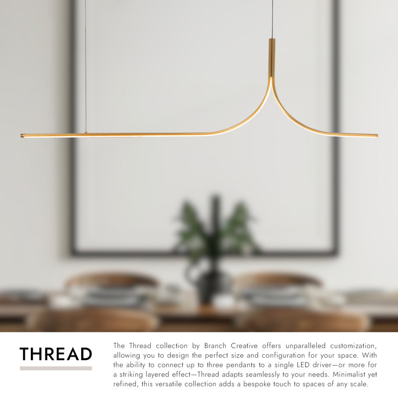 Thread 5-ft Gold dimmable LED Linear Pendant, 5-ft, Brushed Gold-UNV-010