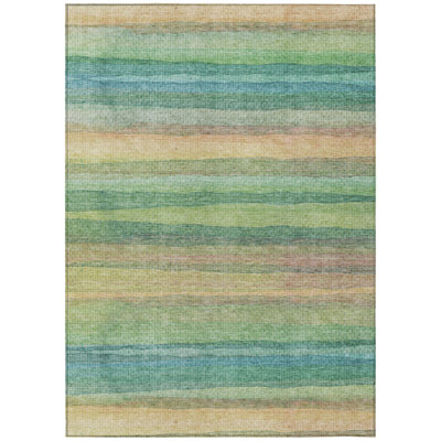 Machine Washable Indoor/Outdoor Xhevrie Aloe Rug