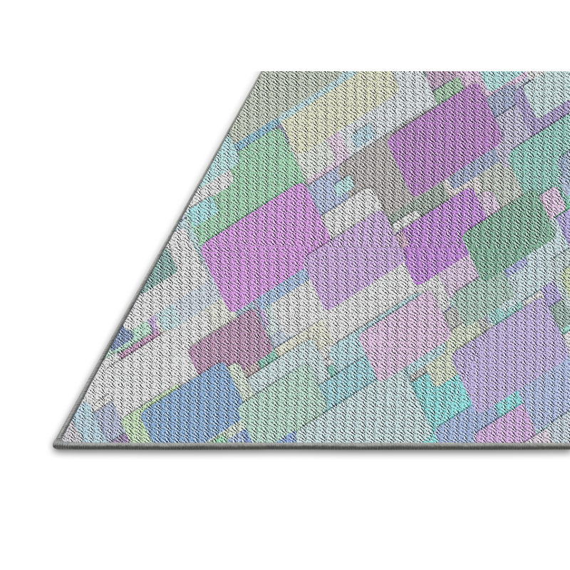 Tapis à motif géométrique vert, Rectangle 5 pi x 8 pi