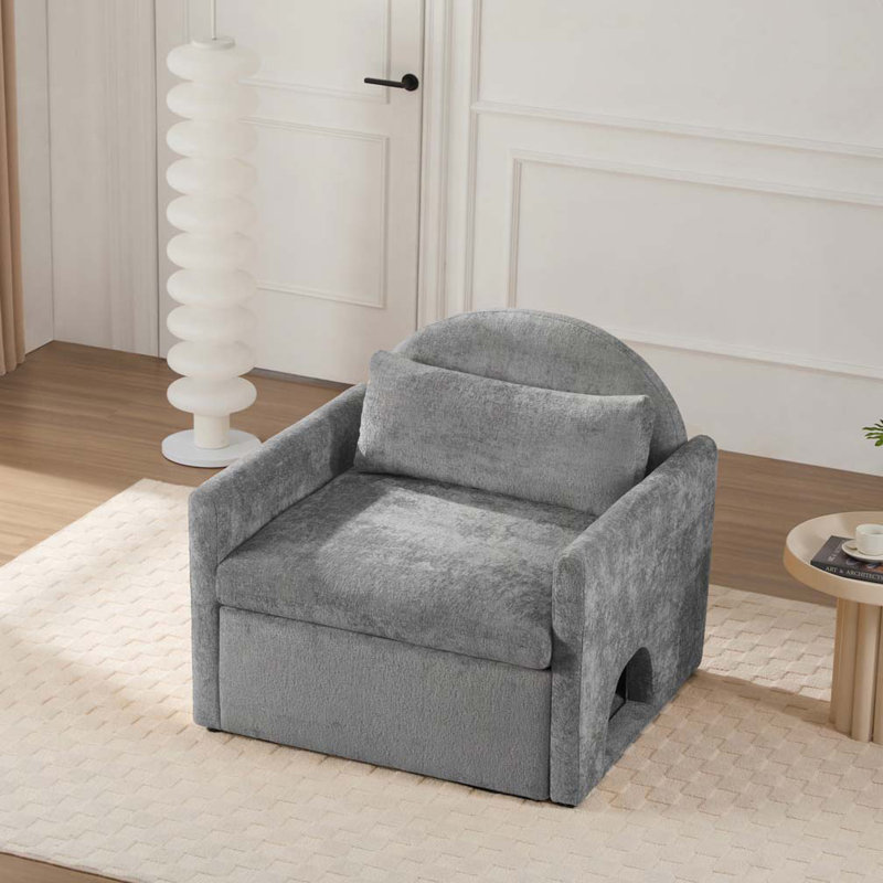 Fauteuil surdimensionné en chenille, Gris