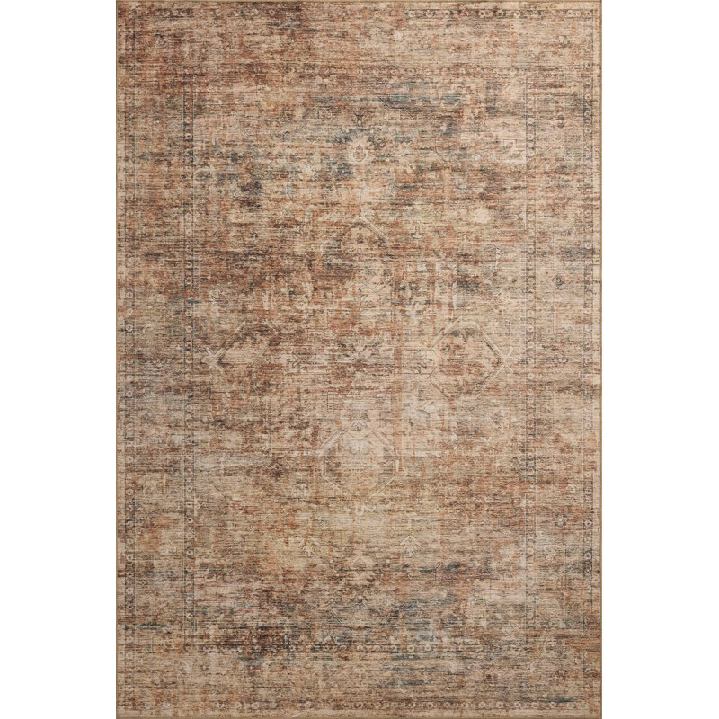 Aaronley Machine Washable Clay / Charcoal Area Rug, Rectangle 9' x 12'