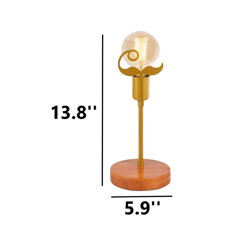 Élégante lampe de table en métal avec base en bois, finition noyer et or, 5,9 x 5,9 x 13,8 pouces | Douille E27, 40 W maximum, indice de protection IP20 | Parfait pour la décoration intérieure moderne, le style glamour et l'éclairage de fantaisie
