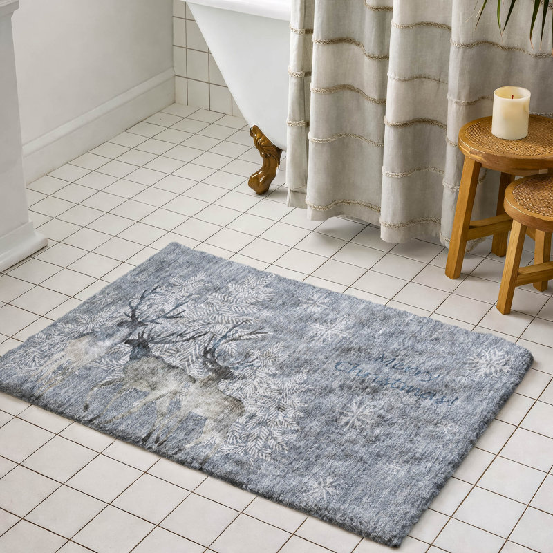 Premium Machine Washable Dream Shag ADS213 Christmas Reindeer Rug, 1'8" x 2'6"