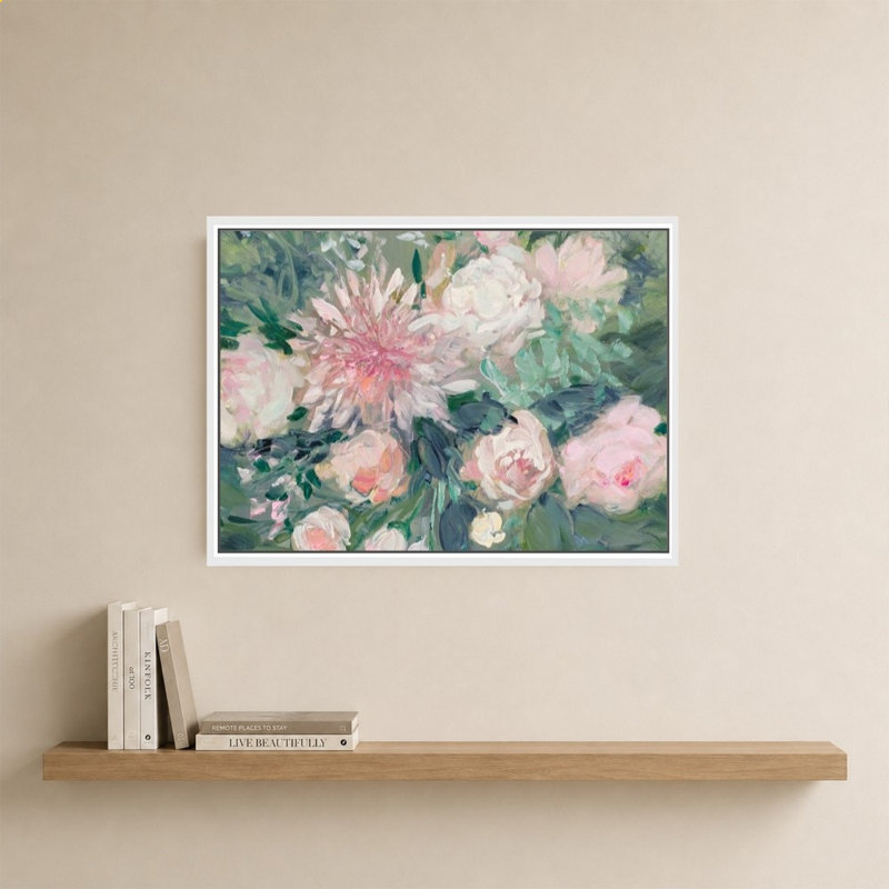 «Romantic Rendezvous Florals I» par Julia Purinton - impression sur toile, White, 24" H x 34" W
