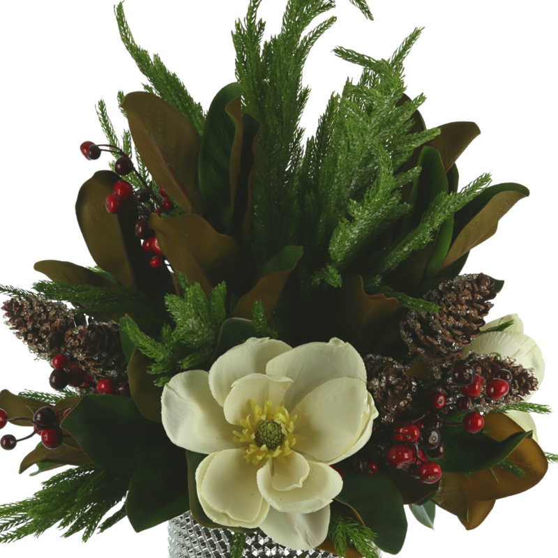 Faux Magnolia Holiday Arrangement
