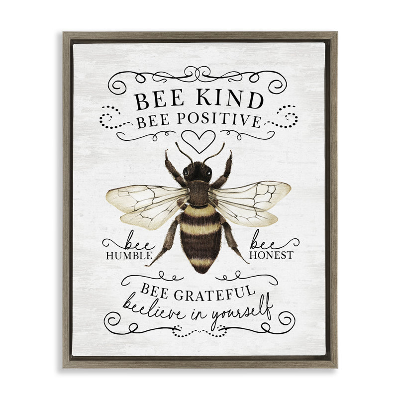 Cadre flottant Bee Kind & positive, Cadre flottant orme Montalcino, H 21 po x l 17 po