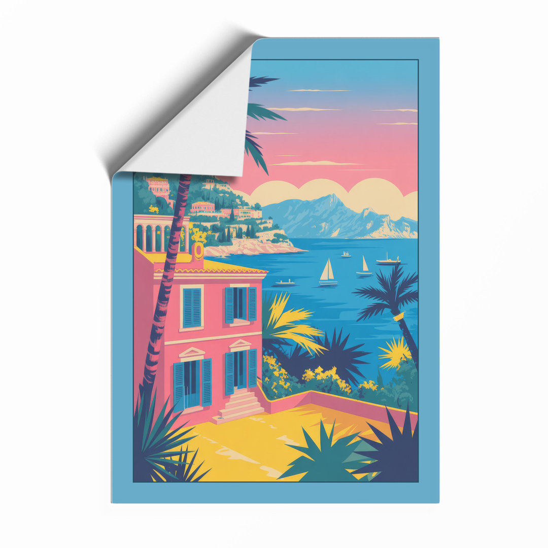 Pink Resort at Sunset Tropical - Framed Print