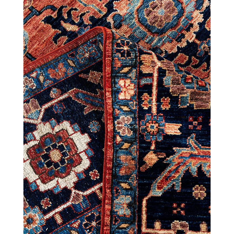 Hand-Knotted Red Geometric Wool 8' x 10' Area Rug
