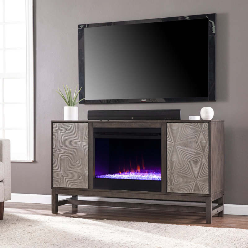 Lucely Lannington Color Changing Fireplace with Media Storage