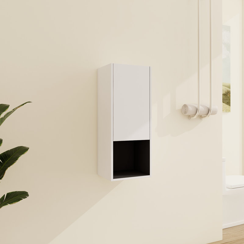 Wall-Mounted Bathroom Cabinet with Open & Closed Storage