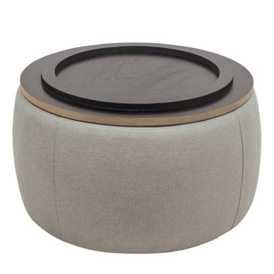 Round Storage Ottoman, 2 In 1 Function, Work As End Table And Ottoman (25.5"X25.5"X14.5")