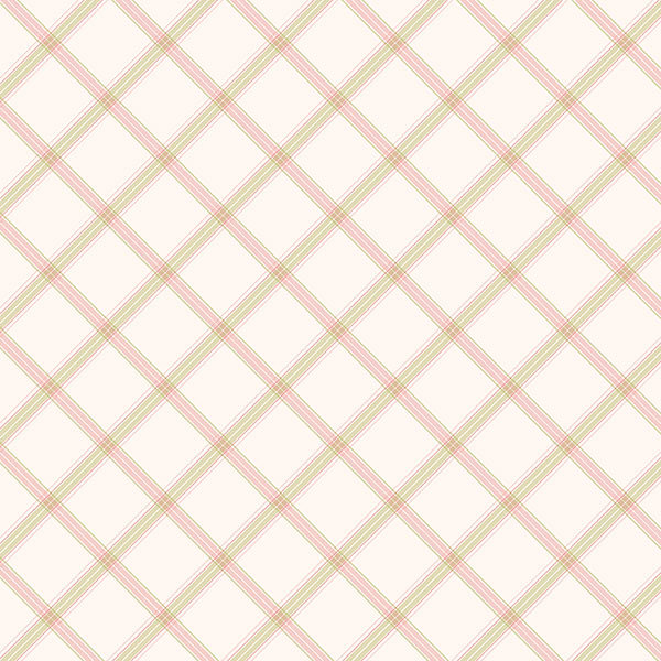 Joli papier peint à carreaux 32,7 pi x 20,5 po Heilyn, Pink / Beige