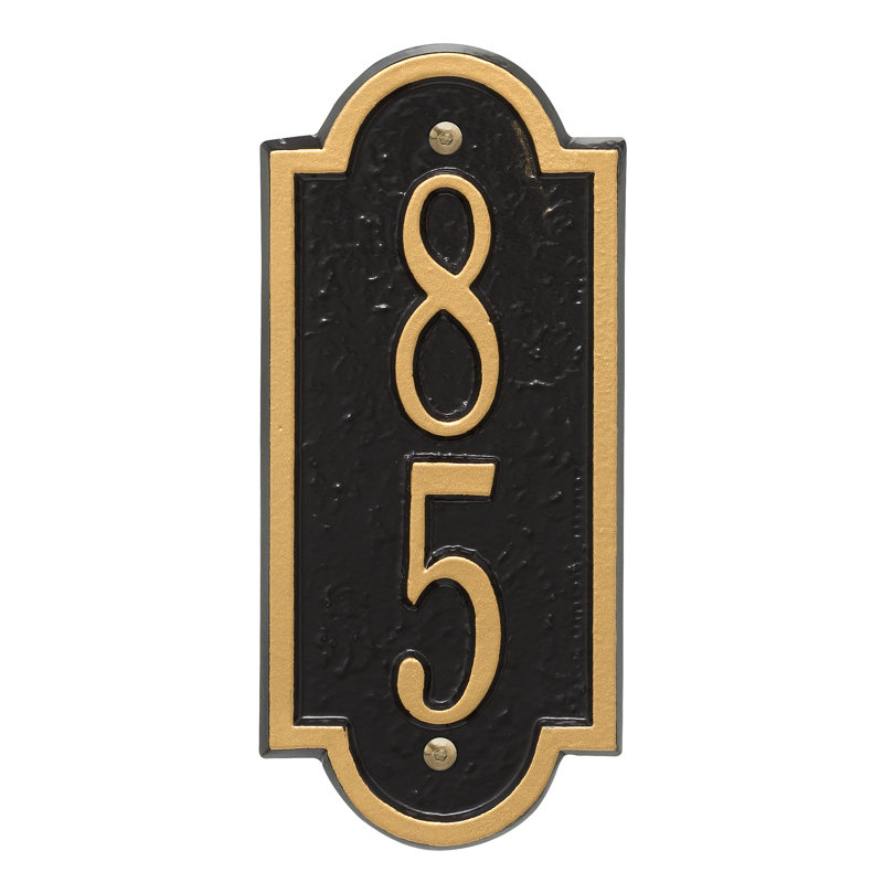 Richmond Personalized Vertical Mini 2-Line Wall Address Plaque, Yes, Black/Gold