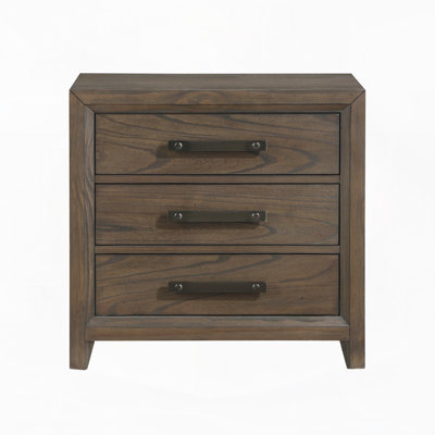 Dark Walnut Finish Nightstand of 3 Drawers Classic Design Bedroom Furniture 1pc