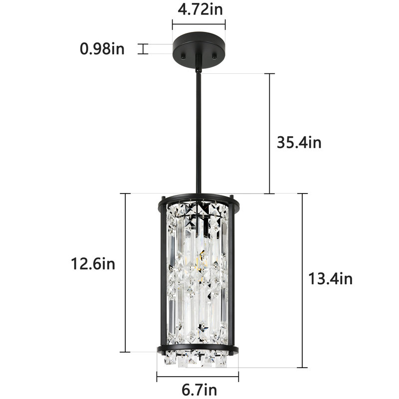 Luminaire suspendu en cristal Maybrie, Noir mat