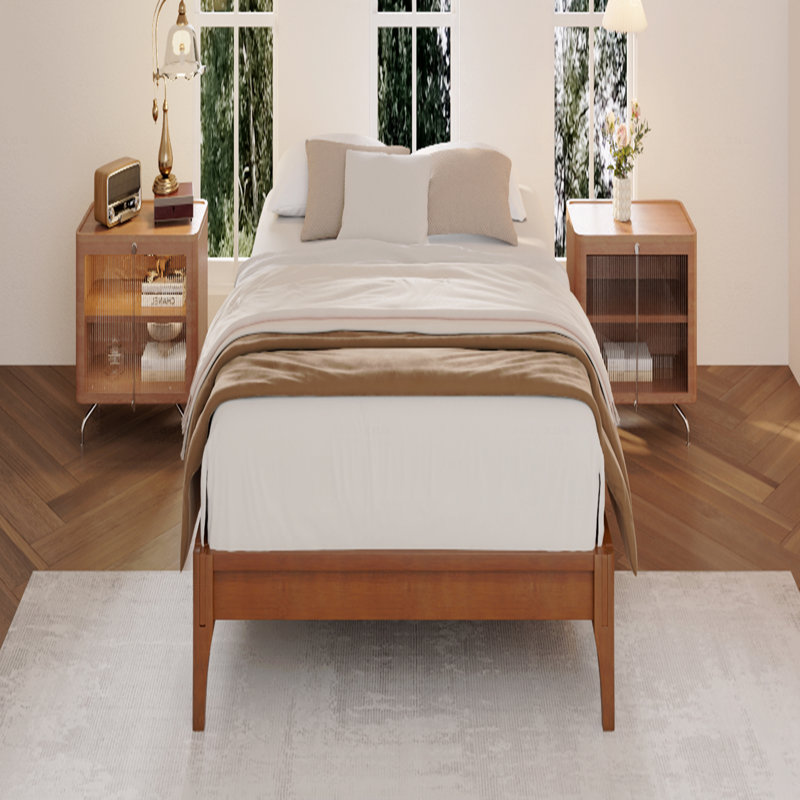 Grand lit plateforme en bambou massif, silencieux avec rangement sous le lit