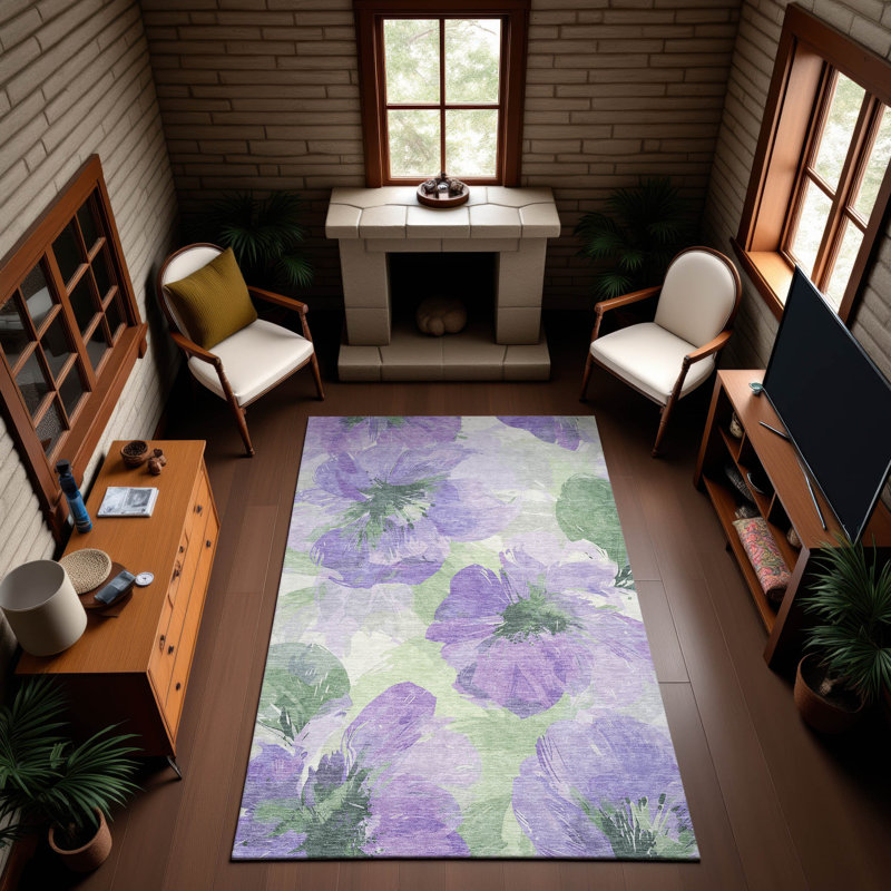 Tapis floral lavable à la machine Premium AMF1554, Rectangle 10 pi x 14 pi