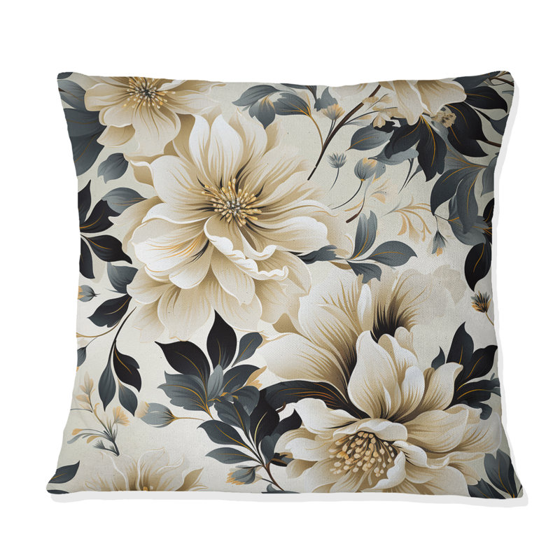 Coussin décoratif Timeless Beige Peony Sophistication III, H 16 po x l 16 po