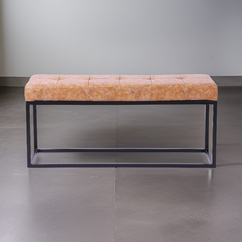 Banc rembourré en velours Chepstow, Brun clair, Noir