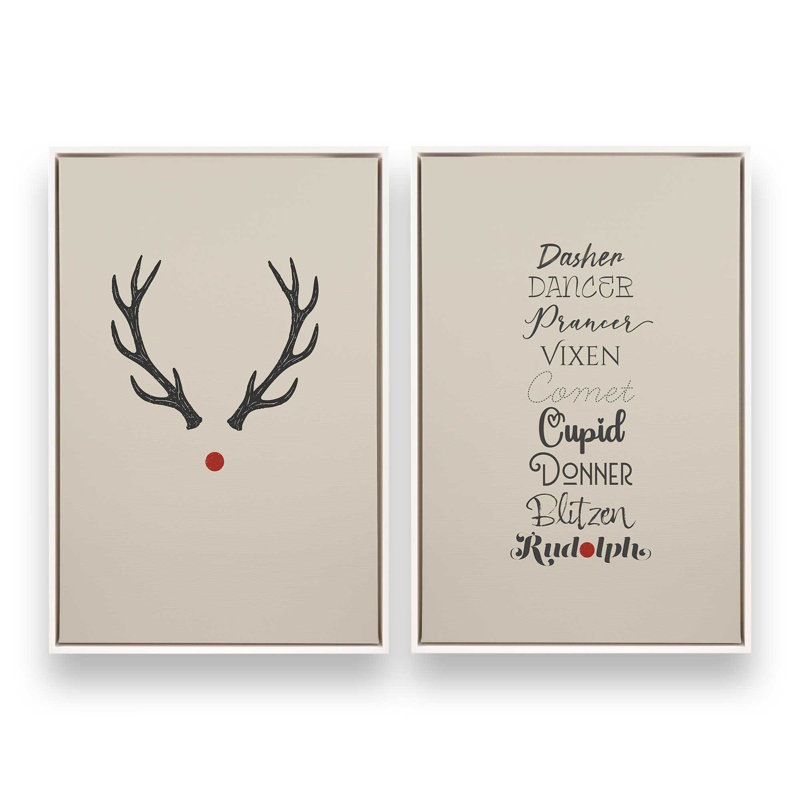Reindeer Roll Call, ensemble de 2 impressions sur toile, Impression encadrée sans passe-partout, H 31 po x l 42 po