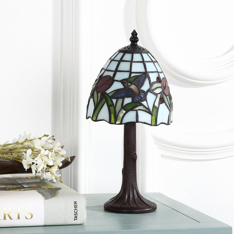 Lampe de table en bronze 12 po hummingbird tiffany Osterman