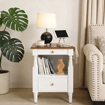 Table de chevet avec tiroirs et tablette ouverte Modern