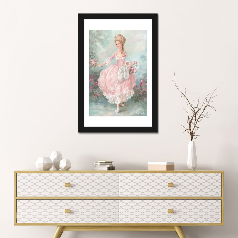 Lilliana - reproduction d'art sur toile, H 24 po x l 16 po x P 1 po, Papier d'art encadré noir, Blanc