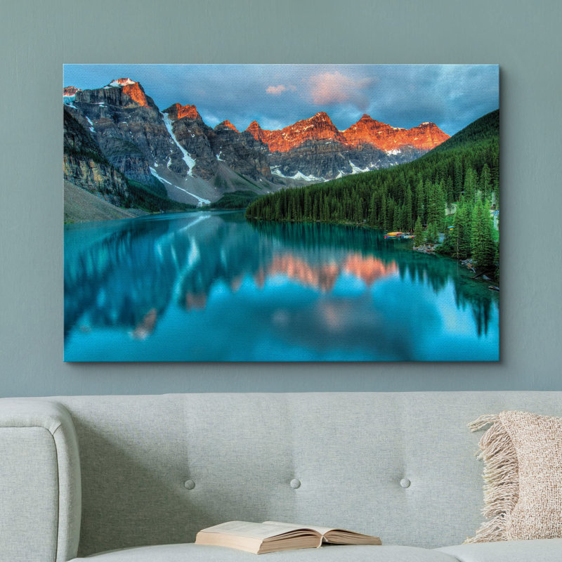 «Tranquil Mountain Lake», art sur toile, Toile tendue, H 12 po x l 18 po