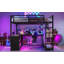 Lit mezzanine en métal avec garde-robe, bureau en L et rangement en métal, parfait pour une utilisation compacte et multifonctionnelle