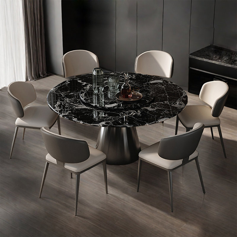 Ensemble de table de salle à manger Luxury Modern, 7 Pieces: Table, 6 Chairs, H 29,52 po x L 47,24 po x l 47,24 po