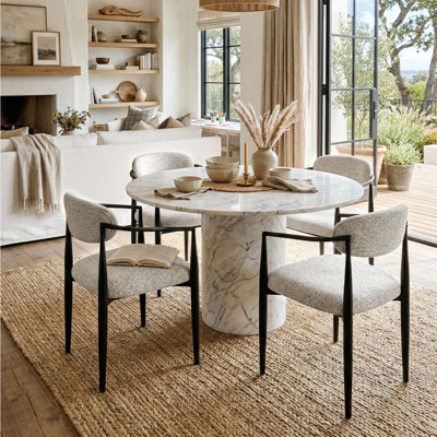 Upholstered Chenille Dining Chairs with Arms