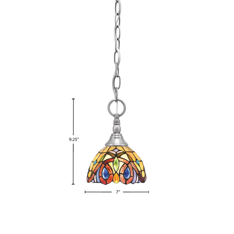 Mini-luminaire suspendu en chaîne avec verre, Nickel brossé