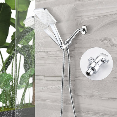 Handheld Shower - 6 Spray Settings, Optimize Flow, Detachable, Wall Mount Square Shape High In Modes, Smart Switch, Installed
