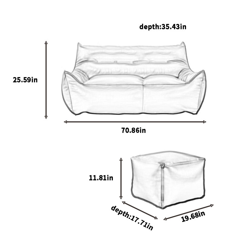 Canapé à billes, H 25,59 po x l 70,86 po x P 35,43 po