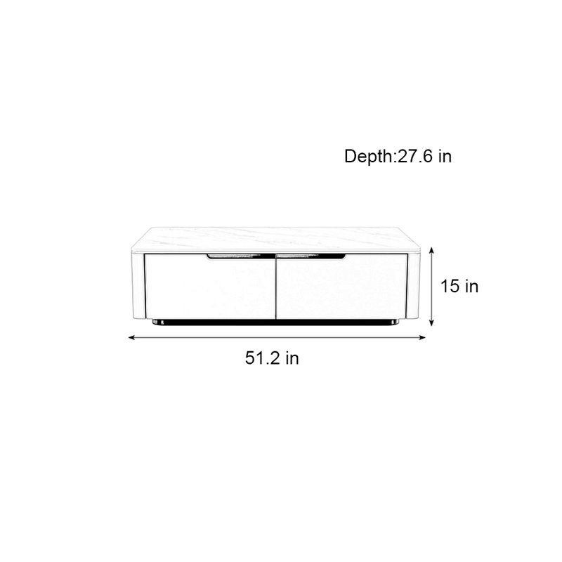 Simple rectangular rock table, Black, 15" H x 51.2" L x 27.6" W, Black