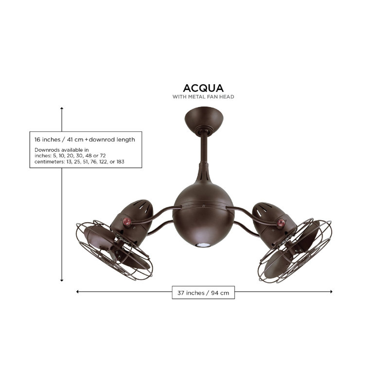 Ventilateur de plafond à DEL à 3 pales de 37 po Acqua, Bronze texturé