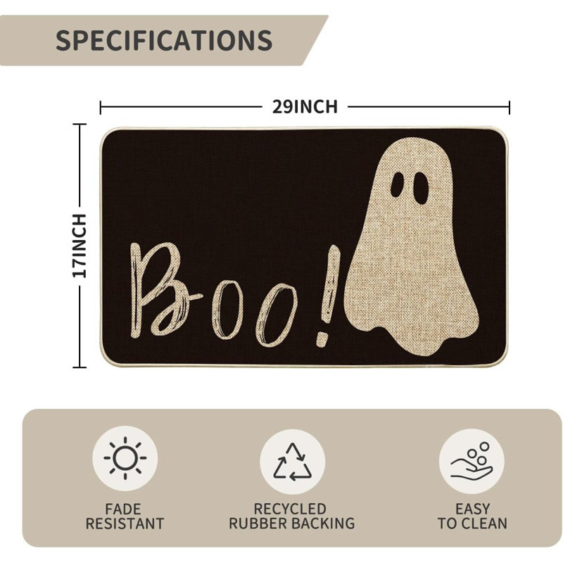 Paillasson Ghost Boo Halloween, L 17 po x L 29 po
