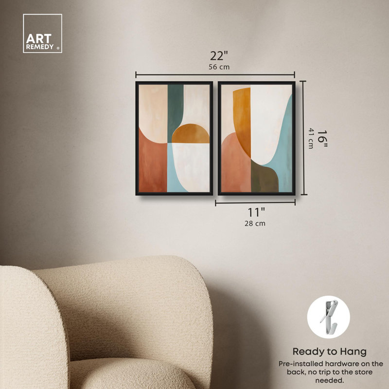 Bohemian Interlude Set Canvas Print Abstract Wall Art Set by Art Remedy, Black Frame, 10 x 15, H 16 po x l 11 po, Black Frame