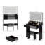 Ensemble de coiffeuse avec miroir à DEL 31 po x 20 po et tabouret à coussin souple, interrupteur tactile, 3 couleurs, luminosité réglable, rangement de grande capacité, compact pour les petits espaces