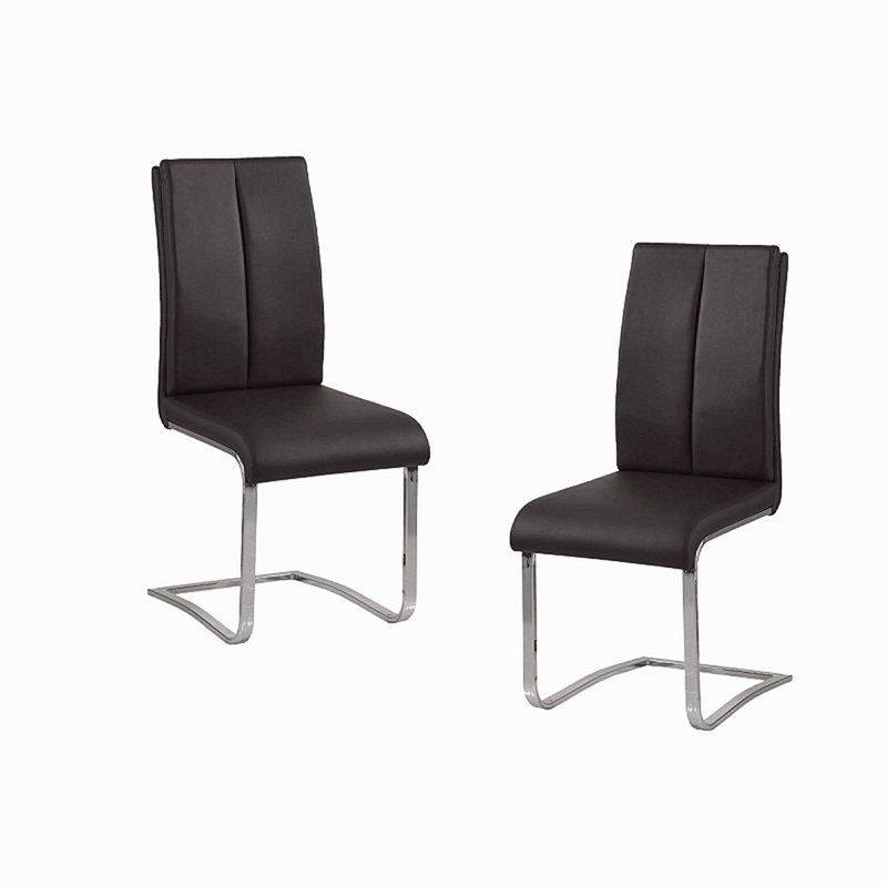 Ensemble de 2 chaises d'appoint rembourrées en similicuir et structure en métal chromé, Noir