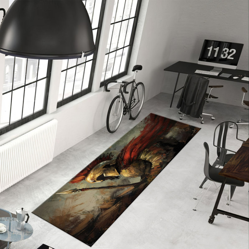 Soft Non-Woven Printed Rug Featuring Intricate Geometric Design Ideal for Enhancing the Aesthetic of Any Indoor Living Space