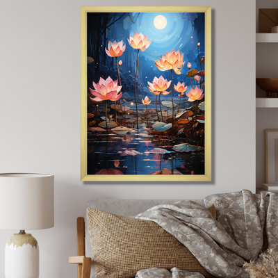 Fleur de lotus entre les blocs de Lilly II sur toile