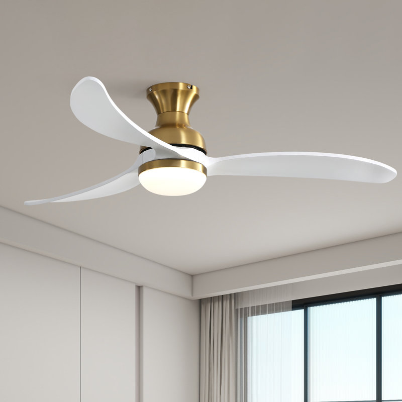 Ventilateur de plafond standard 52 po à 3 pales 52 po avec télécommande et éclairage inclus Nicola, Or/blanc