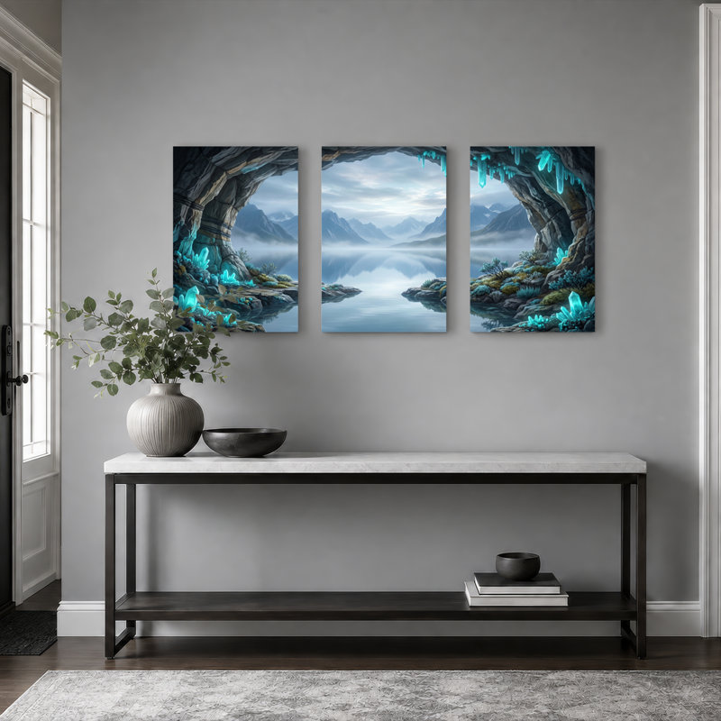Ensemble de 3 tableaux sur toile « Crystal Cave Art » pour la décoration du salon et de la chambre., 2436