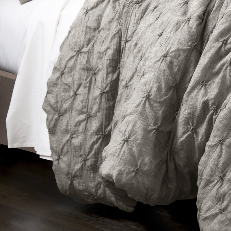 Ravello Microfiber Comforter Set, Full Comforter+2 Standard Shams+ 2 Throw Pillows, Gray