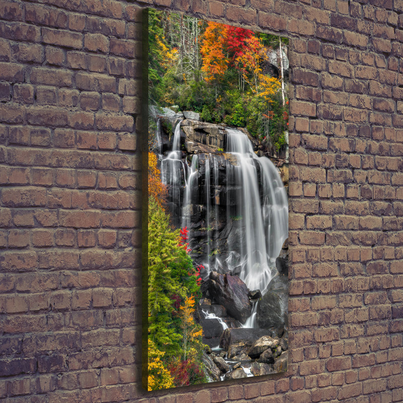 Waterfall In Autumn - Wrapped Canvas Print