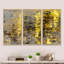 «Yellow Meets Gray Abstract Art II», ensemble d'art mural moderne sur toile encadrée 3