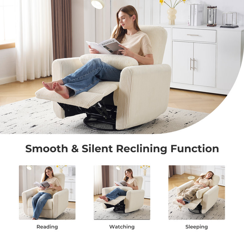 360° Swivel Recliner With Heating And Massage, Beige